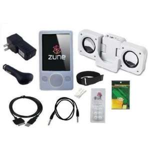  Zune 80GB / 120GB Series MP3 Player: Clear/White Silicone Skin Case 