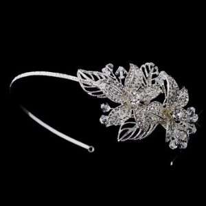  Annmarie Silver Crystal Side Accented Flower Headband 