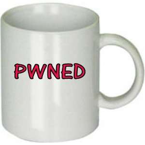 Pwned in Red Text Coffee Cup Mug Video Gaming Texting Slang:  