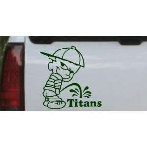 Pee On Titans Car Window Wall Laptop Decal Sticker    Dark Green 3in X 