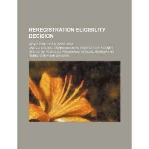 Reregistration eligibility decision bentazon, list A, case 0182 