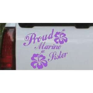 Purple 12in X 13.2in    Proud Marine Sister Hibiscus Flowers Military 