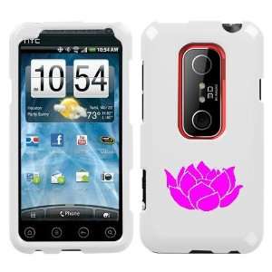  HTC EVO 3D PINK LOTUS ON A WHITE HARD CASE COVER 