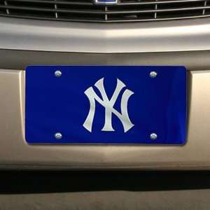  New York Yankees Blue Mirrored License Plate: Sports 