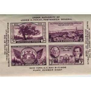  1936 Typex Souvenir Sheet #778 4 x 3 cent stamps 