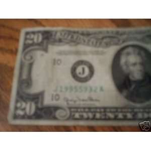  20$ 1950 FEDERAL RESERVE NOTE   BANK OF KANSAS CITY 