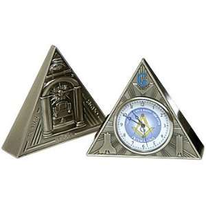Masonic In Hoc Signo Vinces Desk Clock: All Seeing Eye Triangular 