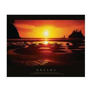 Dreams Inspirational Poster / Beach At Sunset 11 X 14 