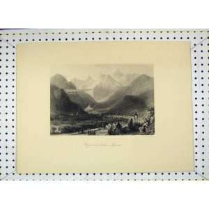  Antique Print View Bagneres De Luchon Pyrenees Mountain 