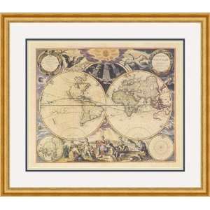    New World Map, 1676 by Goos   Framed Artwork: Home & Kitchen