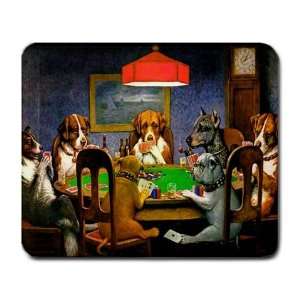   Mouse Pad Mat Computer Dogs Playing Poker Cards: Everything Else