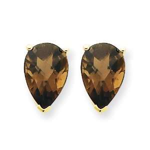  14k 10x7 Pear Smokey Quartz Earrings: West Coast Jewelry 