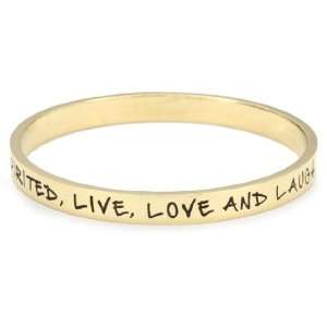   Gold Colored Bangle Be Free Spirited, Live, Love and Laugh Jewelry