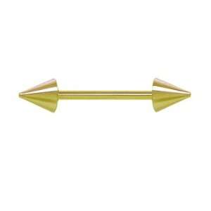 12 Gauge 1/2   Solid 14K Yellow Gold SPIKE Straight Barbell   4mm 