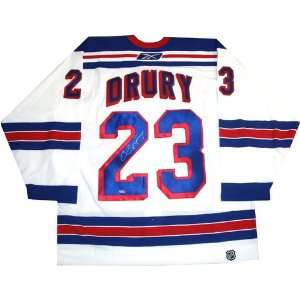  Chris Drury Rangers Authentic White Road Jersey: Sports 