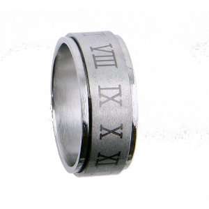  316L Stainless Steel Spinner Ring   Roman Numerals (Sizes 