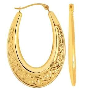    14K Yellow Gold Horseshoe Hoop Earrings (20 x 30 mm): Jewelry