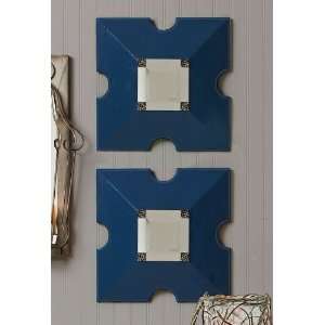  Blue Wooden Wall Mirrors   2 Asst.: Home & Kitchen