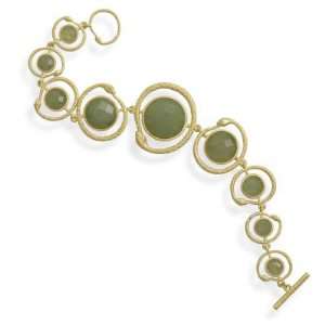   18 karat gold plated and adventurine snake design bracelet: Jewelry