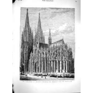  1880 Cologne Cathedral Exterior Architecture Old Print 