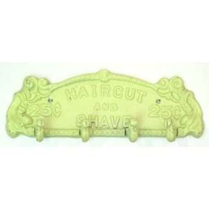  Cast Iron White Haircut and Shave Plaque/Hanger 