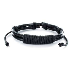  Black Tie Knot Leather Bracelet: West Coast Jewelry 