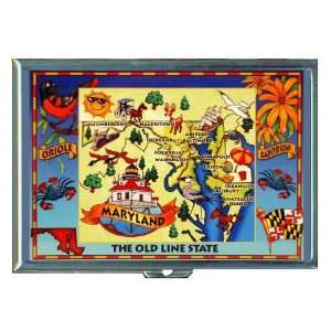  Maryland Map: Old Line State, ID Holder, Cigarette Case or 