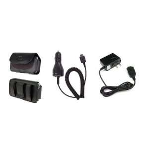  3in1 Car+Home Charger+Leather Case For ATT Pantech Matrix 