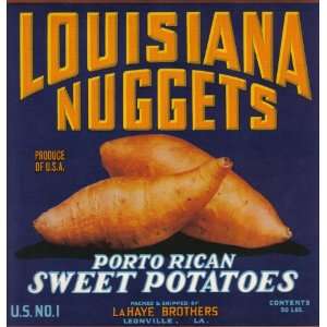  Louisiana Nuggets Vintage Sweet Potato Crate Label 