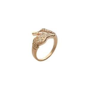  Ladies 18K Gold Plated Wing Feather Band Ring Jewelry