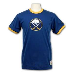  Buffalo Sabres Vintage Team Color Ringer T Shirt: Sports 