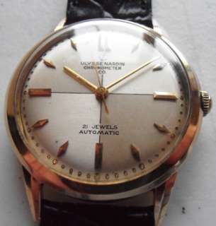 Vintage 1960s Ulysse Nardin Chronometer 14K Gold 21 Jewels Watch 