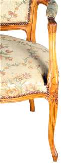 VINTAGE FRENCH COUNTRY UPHOLSTERED LOUIS XV ARMCHAIR  