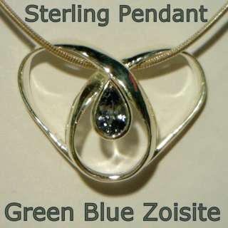 Blue Green Zoisite Tanzanite Handmade Sterling Silver Ladies Geometric 