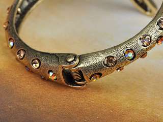 Antique Inspired Topaz Crystal Rhinestone Claw Hand Wrap Bracelet 