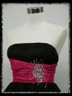 dress190 BLACK & PINK JEWELLED CHIFFON STRAPLESS PARTY SWING PROM 