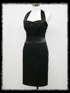 dress190 BLACK PENCIL WIGGLE HALTER 40s 50s ROCKABILLY RETRO PARTY 