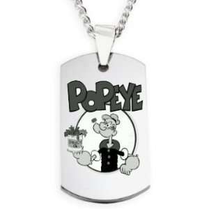 Popeye Dogtag Necklace w/Chain and Giftbox Jewelry