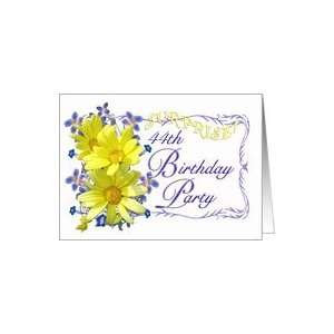  44th Surprise Birthday Party Invitations Yellow Daisy 