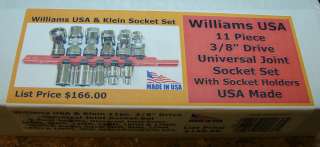 Williams USA & Klein Socket Set 3/8 6 point UJ Metric  