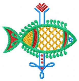 Ethnic Fish Ornaments Machine Embroidery Designs 5x7  