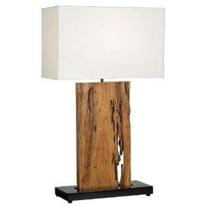 Reclaimed Wood Rectangular Linen Shade Table Lamp