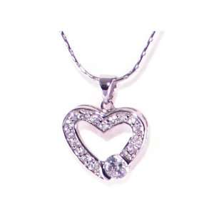  Shimmering Heart Silver Plated Necklace Jewelry