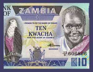 10 KWACHA Banknote of ZAMBIA 1986   African EAGLE   UNC  