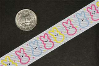 10Yd Cute Rabbits 7/8 White Grosgrain Ribbon Craft/Bow  