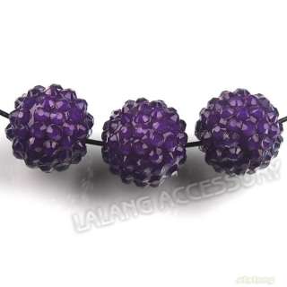   Fashion Charms Purple Resin Rhinestone Beads 18mm 110310+  