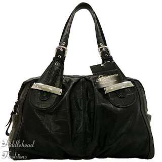 Makowsky Large Satchel Bag Glove Leather Croco SAO PAULO Tote Black 
