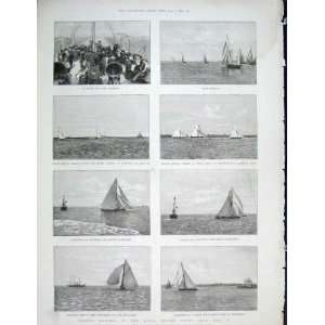  Royal Thames Yacht Club Sailing Boats Old Print 1889
