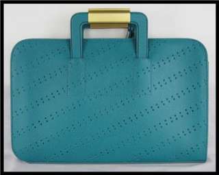 ZAC POSEN Turquoise Park Avenue Leather Cllctn Briefcase Made in Italy 