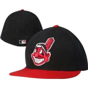  Cleveland Indians 5950 Navy Fitted Hat: Sports & Outdoors